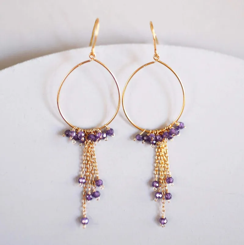 Amethyst Gold Mini Swing Hoop Earrings made by Zulily
