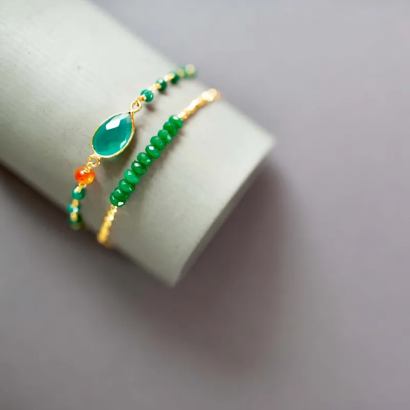 Bracelet Set: Green Onyx and Green Jade made by Zulily