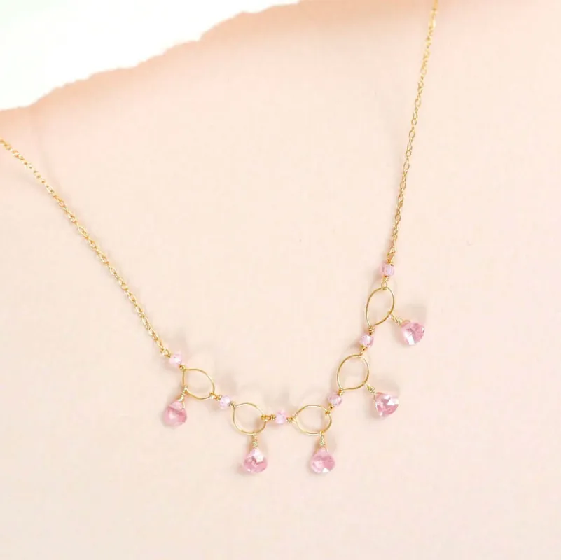 Rose Quartz Gemstone Mini Sparkler Necklace made by Zulily