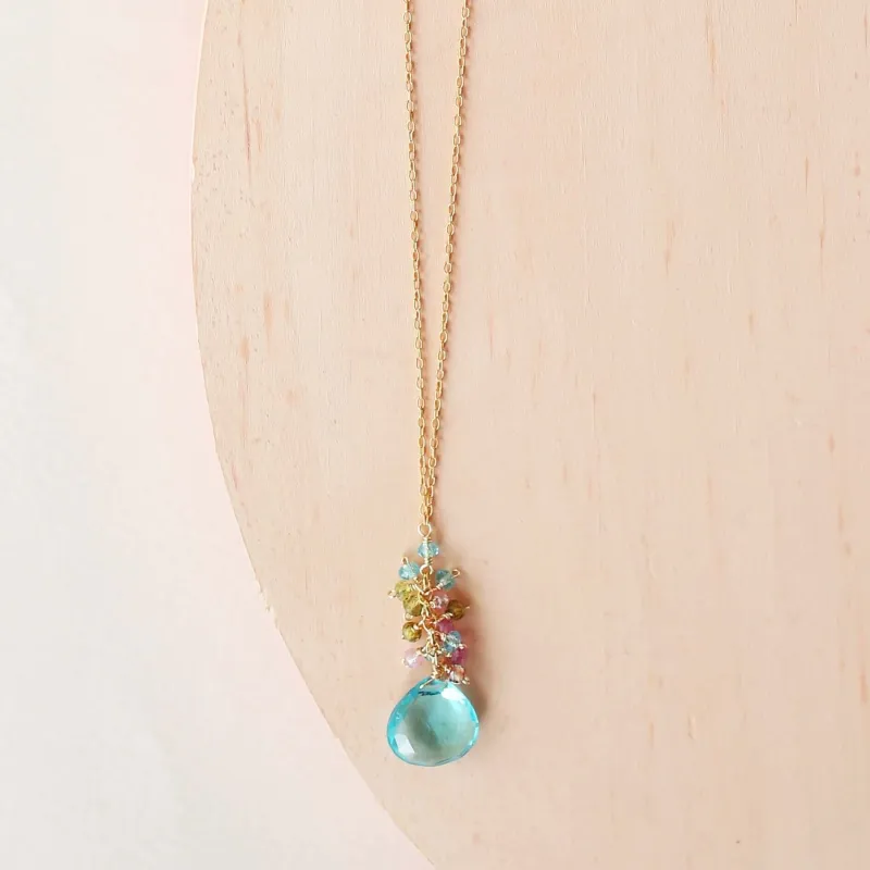 Aquamarine Quartz Gold Raindrop Necklace made by Zulily