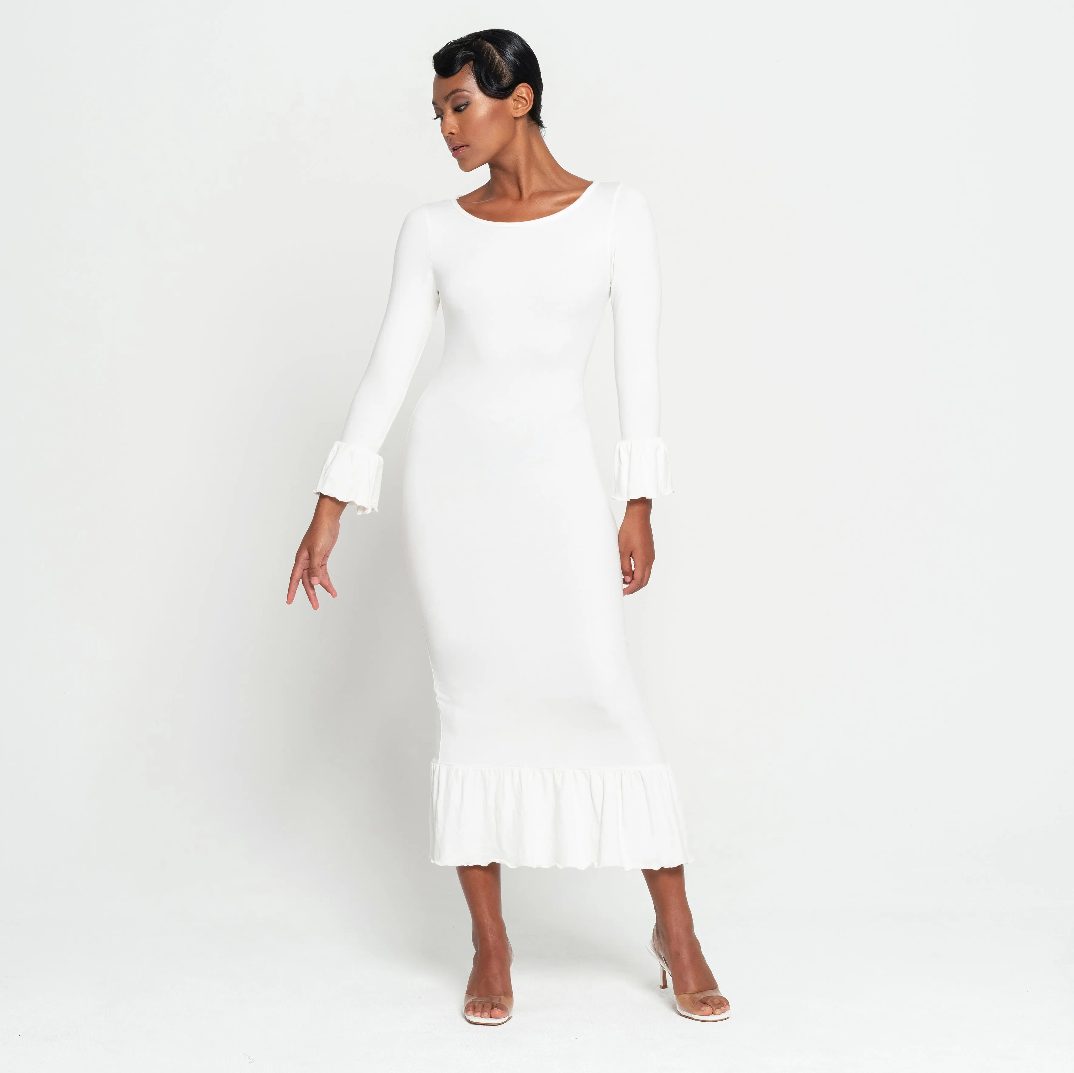 MARJORIE Bamboo Ruffle Dress In Off-white sold by Zulily product image thumbnail 5