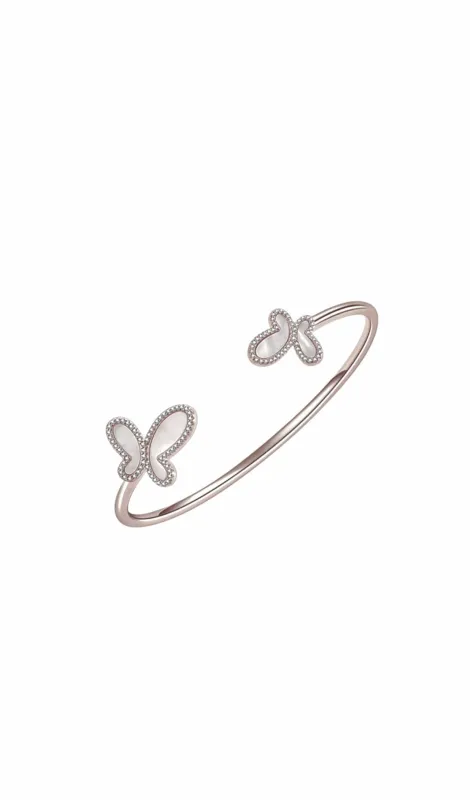 .925 Silver w/ Dual Mother Of Pearl Butterfly Bangle Bracelet Women's Jewelry (Copy) made by Zulily