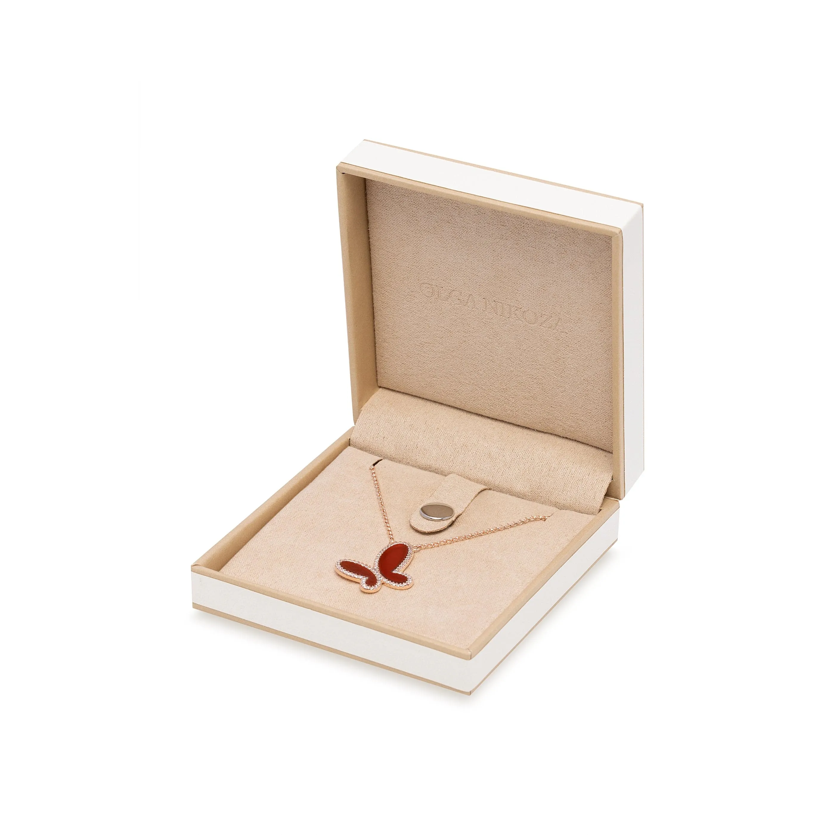 Red Agate w/ 18k Gold & Cubic Zirconia Butterfly Necklace Jewelry sold by Zulily product image thumbnail 2