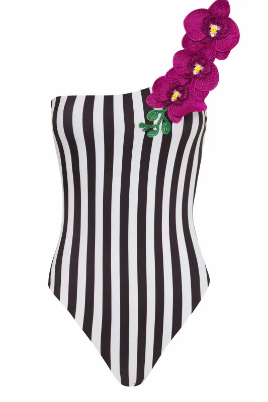 Vanda - StripeOne Shoulder Style Swimsuit made by Zulily