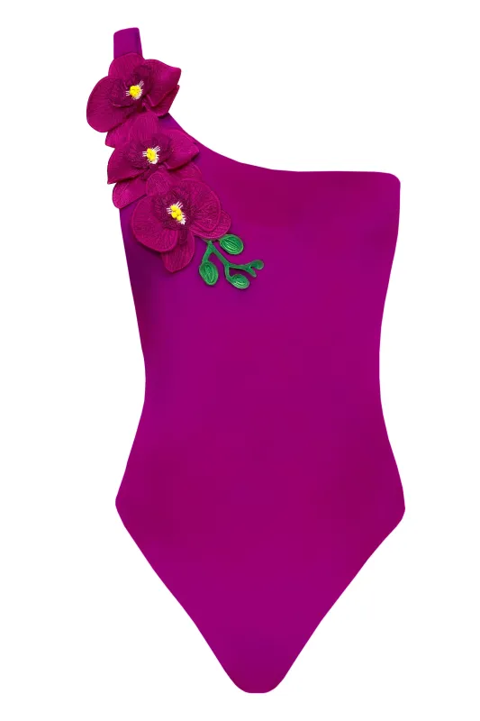 Vanda - Fuchsia One Shoulder Style Swimsuit made by Zulily