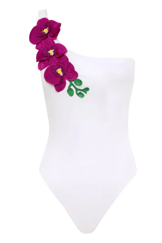 Vanda - White One Shoulder Style Swimsuit made by Zulily
