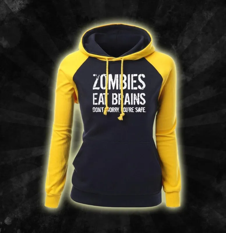 Zombies Eat Brains Hoodie – Funny Unisex Graphic Pullover Sweatshirt made by Zulily