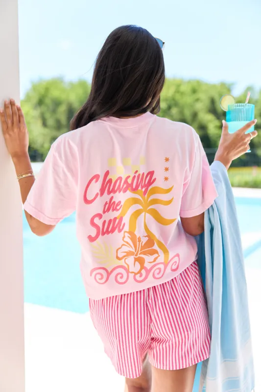 Chasing The Sun Light Pink Graphic Tee made by Pink Lily