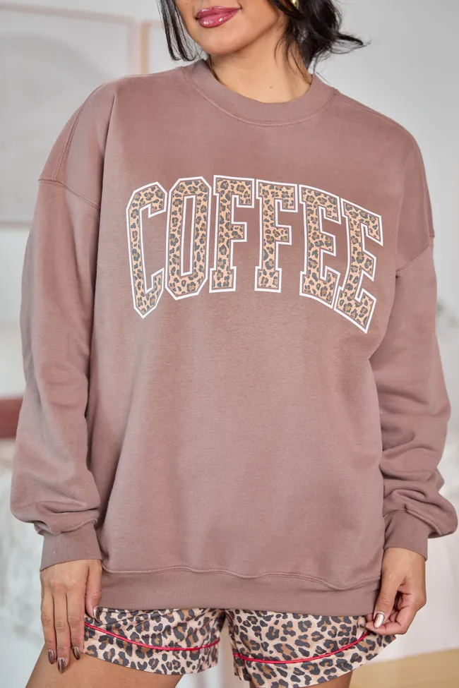 Coffee Leopard Print Mocha Graphic Sweatshirt sold by Zulily product image thumbnail 2
