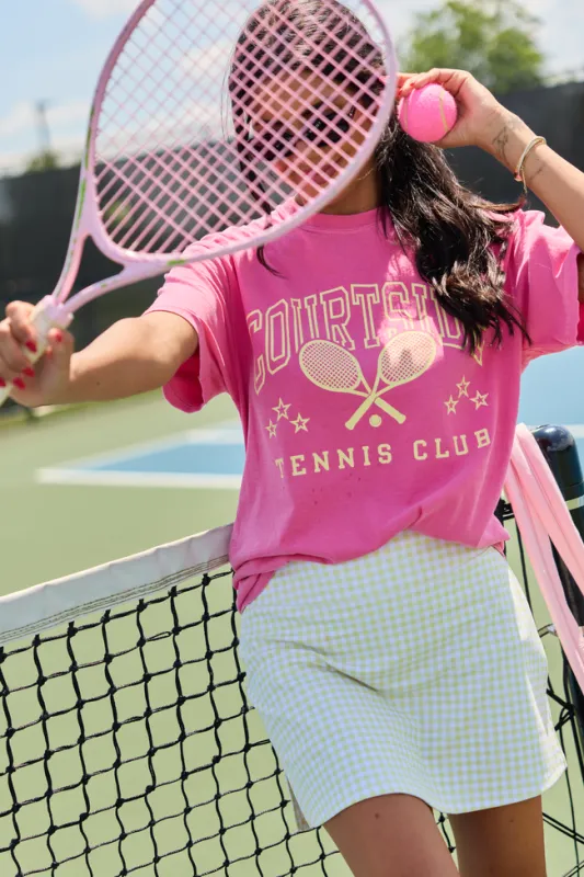 Courtside Tennis Club Pink Graphic Tee made by Pink Lily