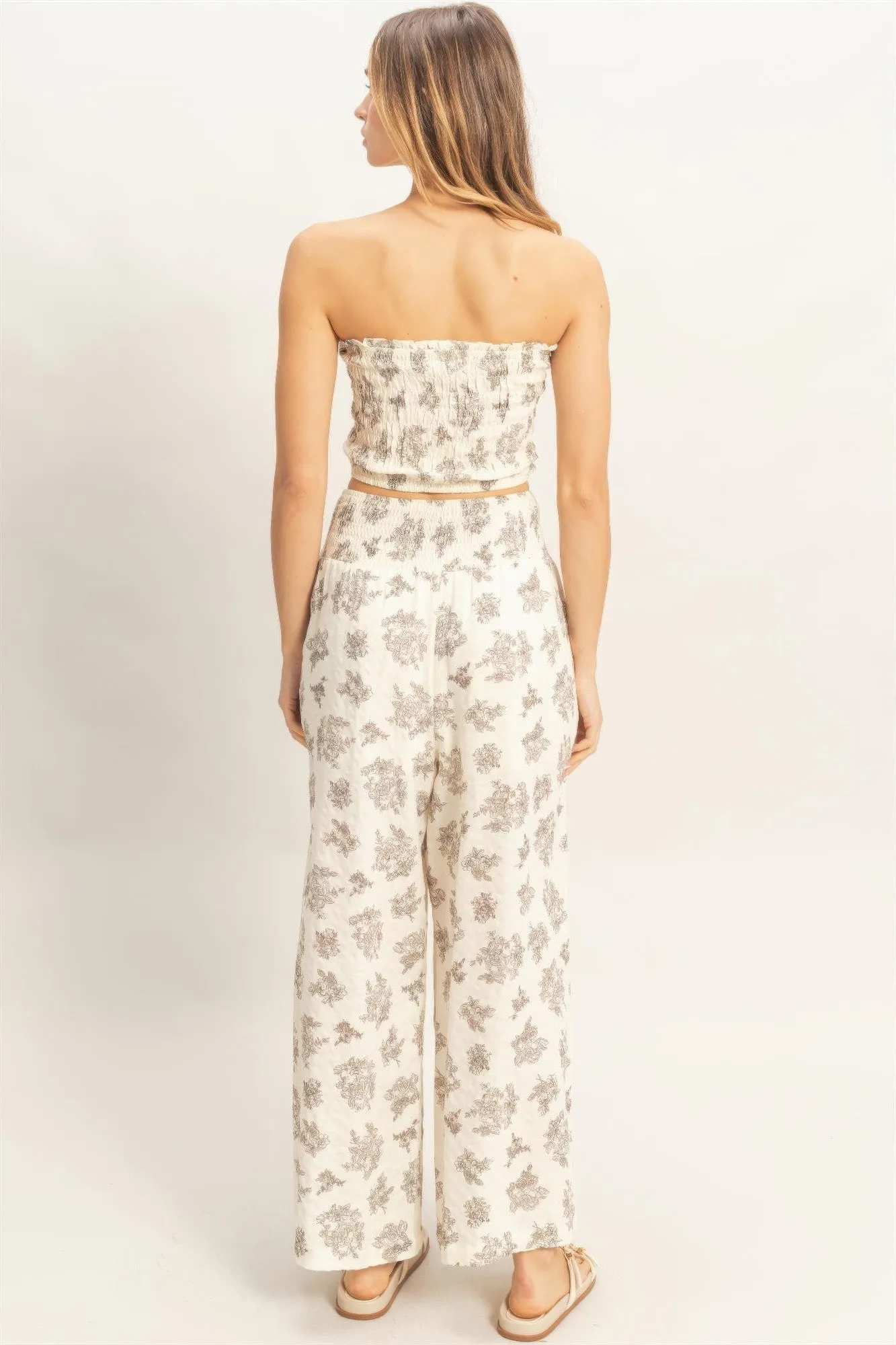 Smocked Tube Top & Wide-leg Pants Set in Natural sold by Zulily product image thumbnail 5