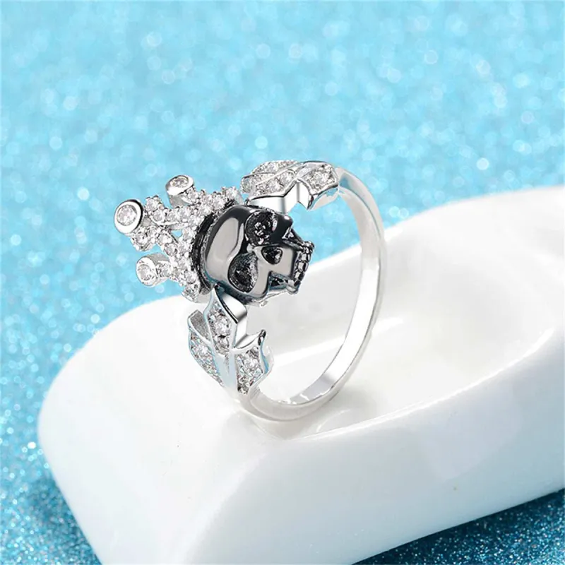 Cubic Zirconia & Silvertone Crown Skull Ring made by Zulily
