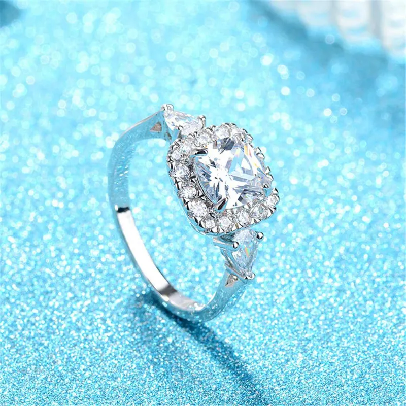 Crystal & Cubic Zirconia Princess-Cut Halo Ring made by Zulily