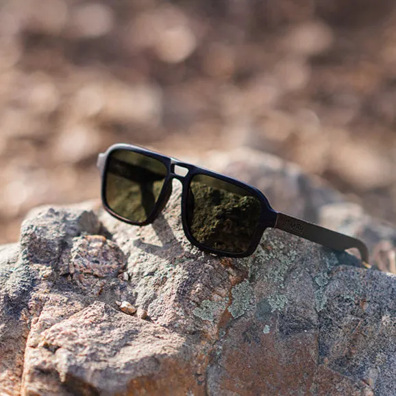 Flyer | Black w/ Green | Wooden Sunglasses sold by Zulily