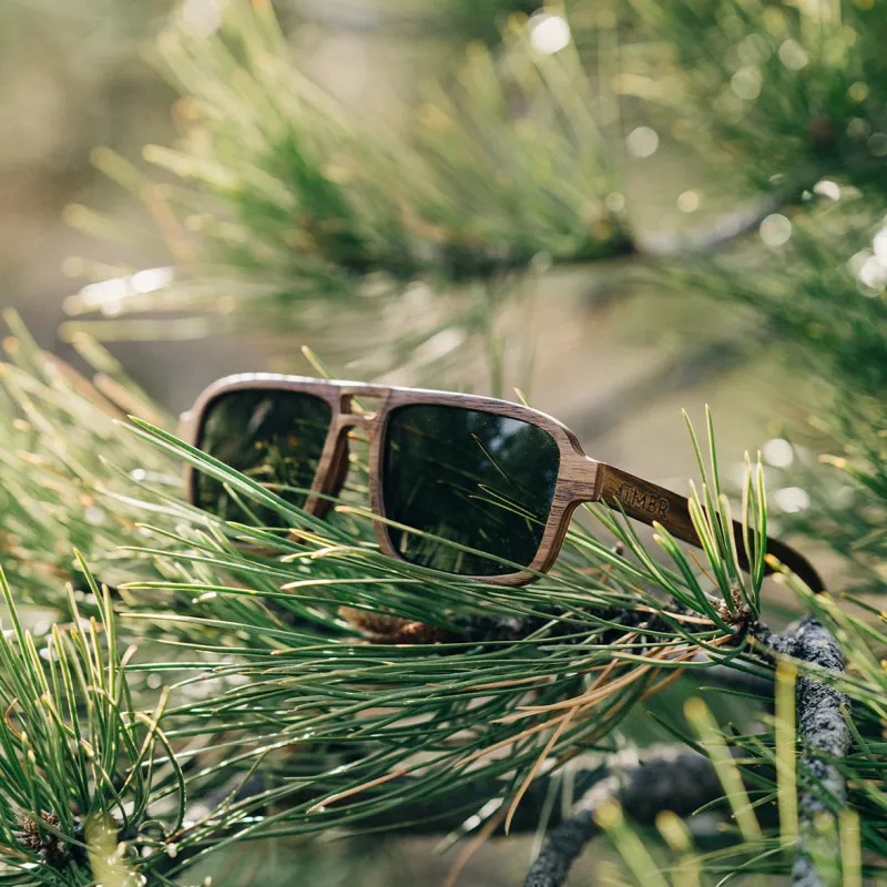 Flyer | Natural w/ Green | Wooden Sunglasses made by Zulily