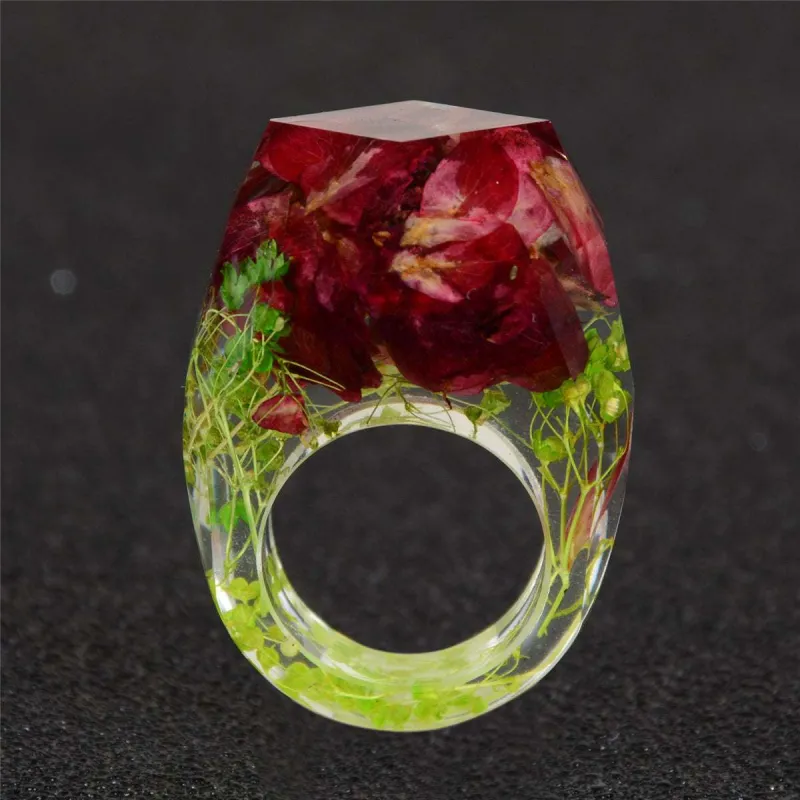 Deep Red & Green Dried Flower Ring made by Zulily
