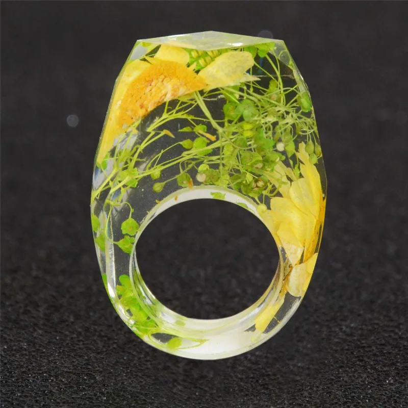 Yellow & Green Dried Flower Ring made by Zulily