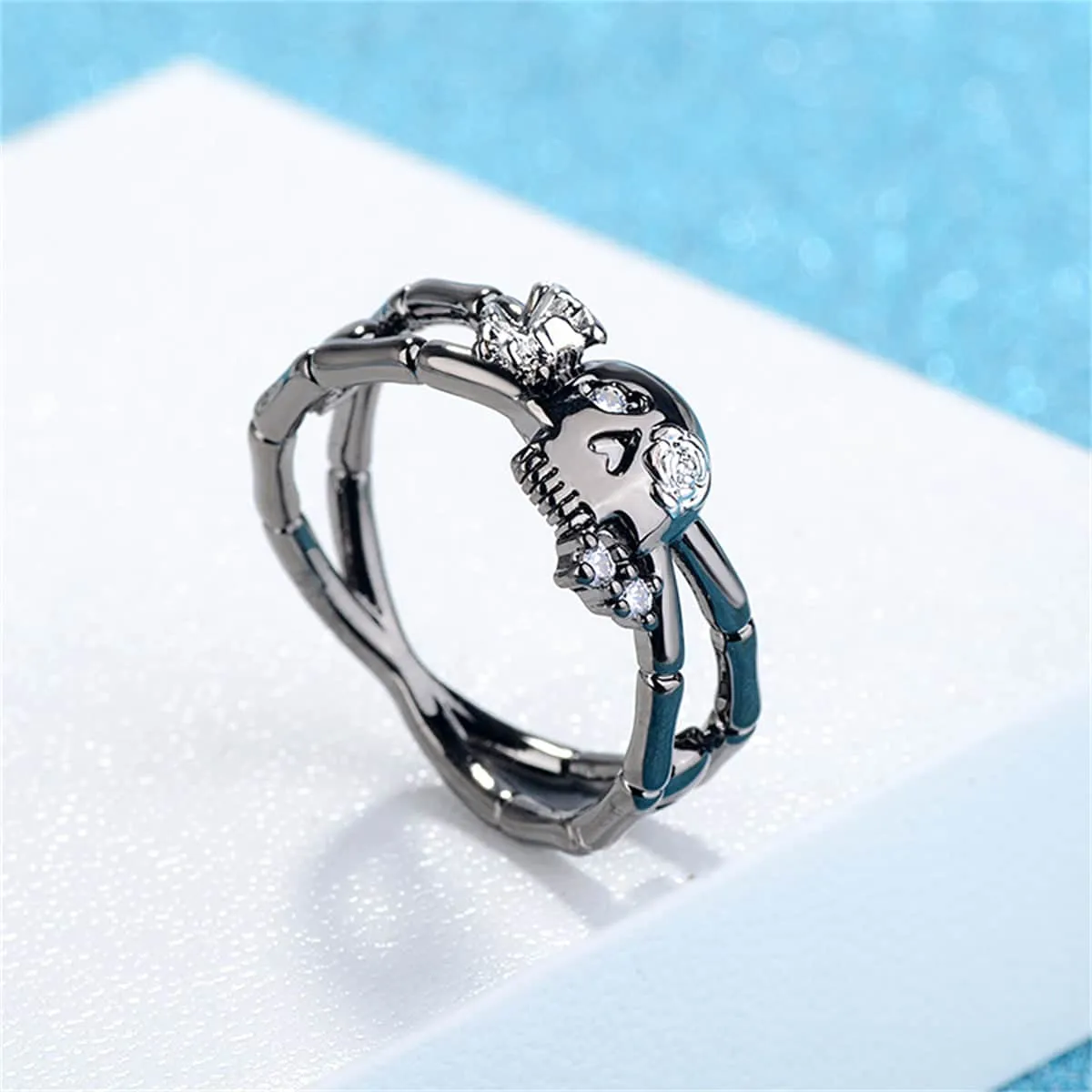 Cubic Zirconia & Two-Tone Miss Skull Ring sold by Zulily