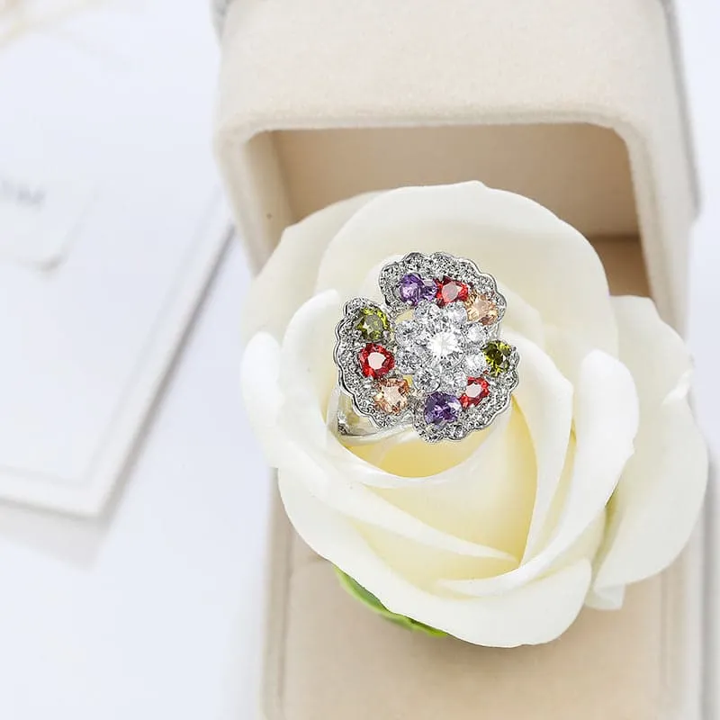 Colorful Cubic Zirconia Ornate Floral Ring made by Zulily
