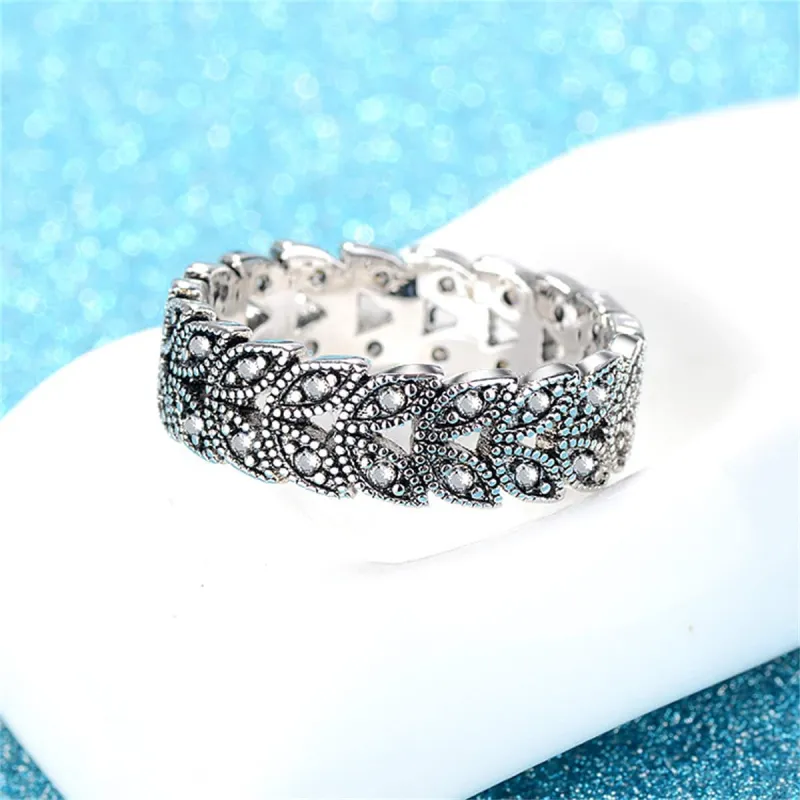 Cubic Zirconia & Silvertone Leaves Band Ring made by Zulily
