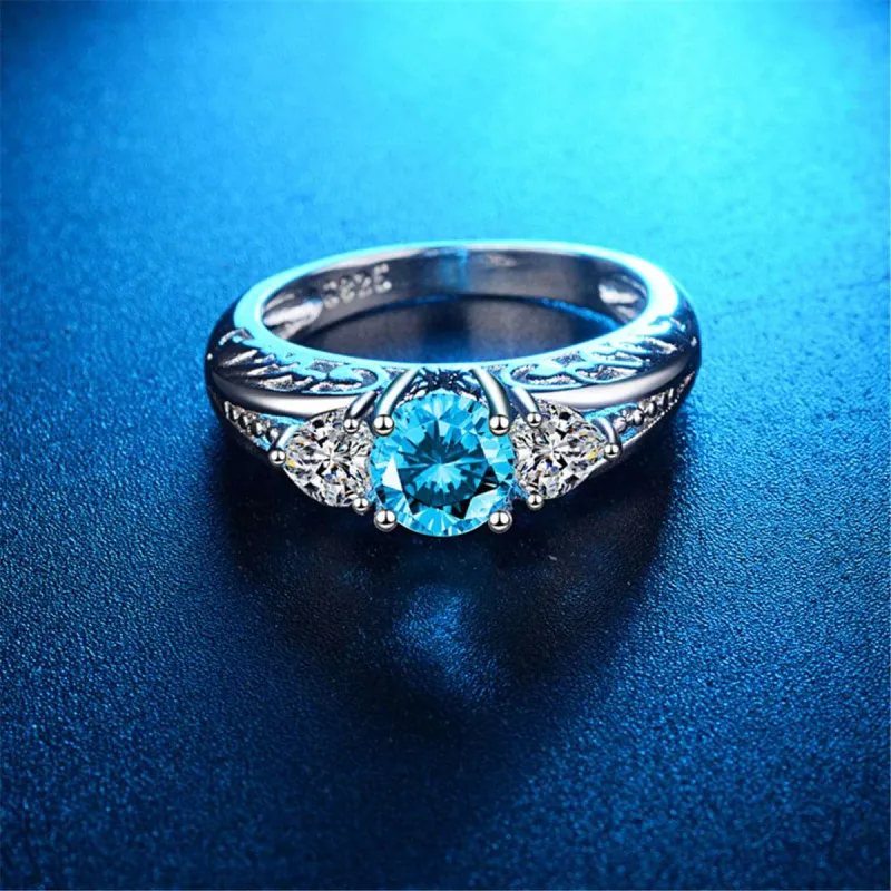 Blue Crystal & Cubic Zirconia Filigree Ring made by Zulily
