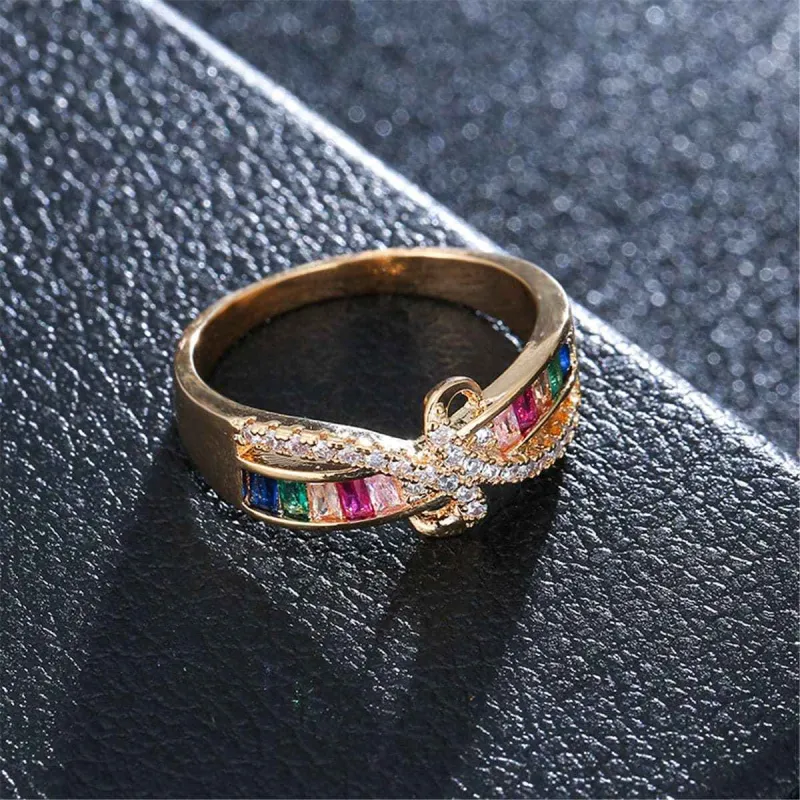 Cubic Zirconia & Rainbow Crystal Rattan Ring made by Zulily