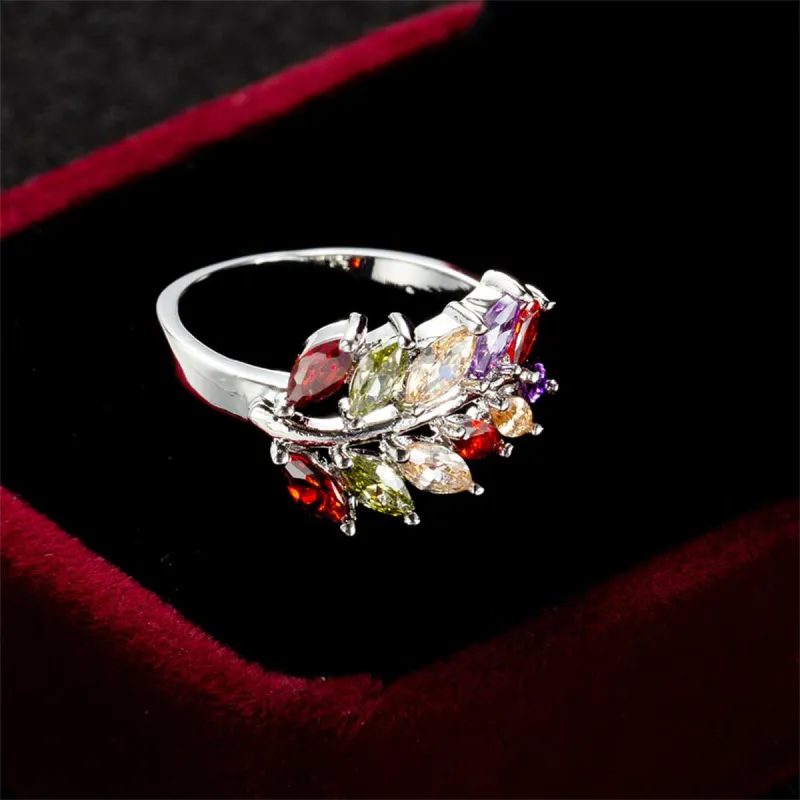Marquise Crystal & Silvertone Leaf Ring made by Zulily