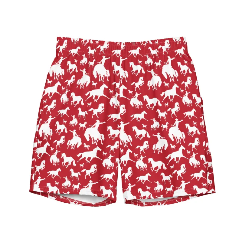Baha Ranch Yeehaw Red Rodeo Cowboy Men's Swim Trunks made by Zulily