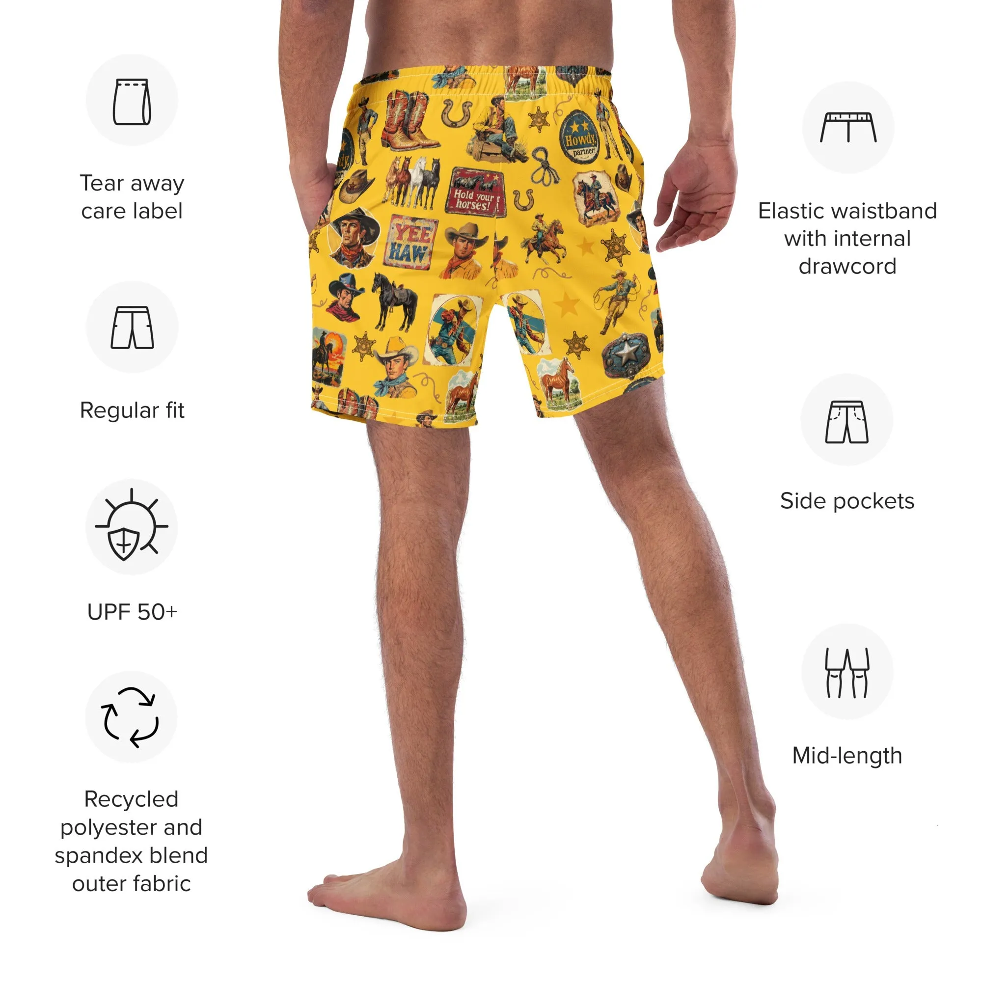 YEEHAW Vintage Cowboy Collage Western Swim Trunks Shorts sold by Zulily product image thumbnail 4