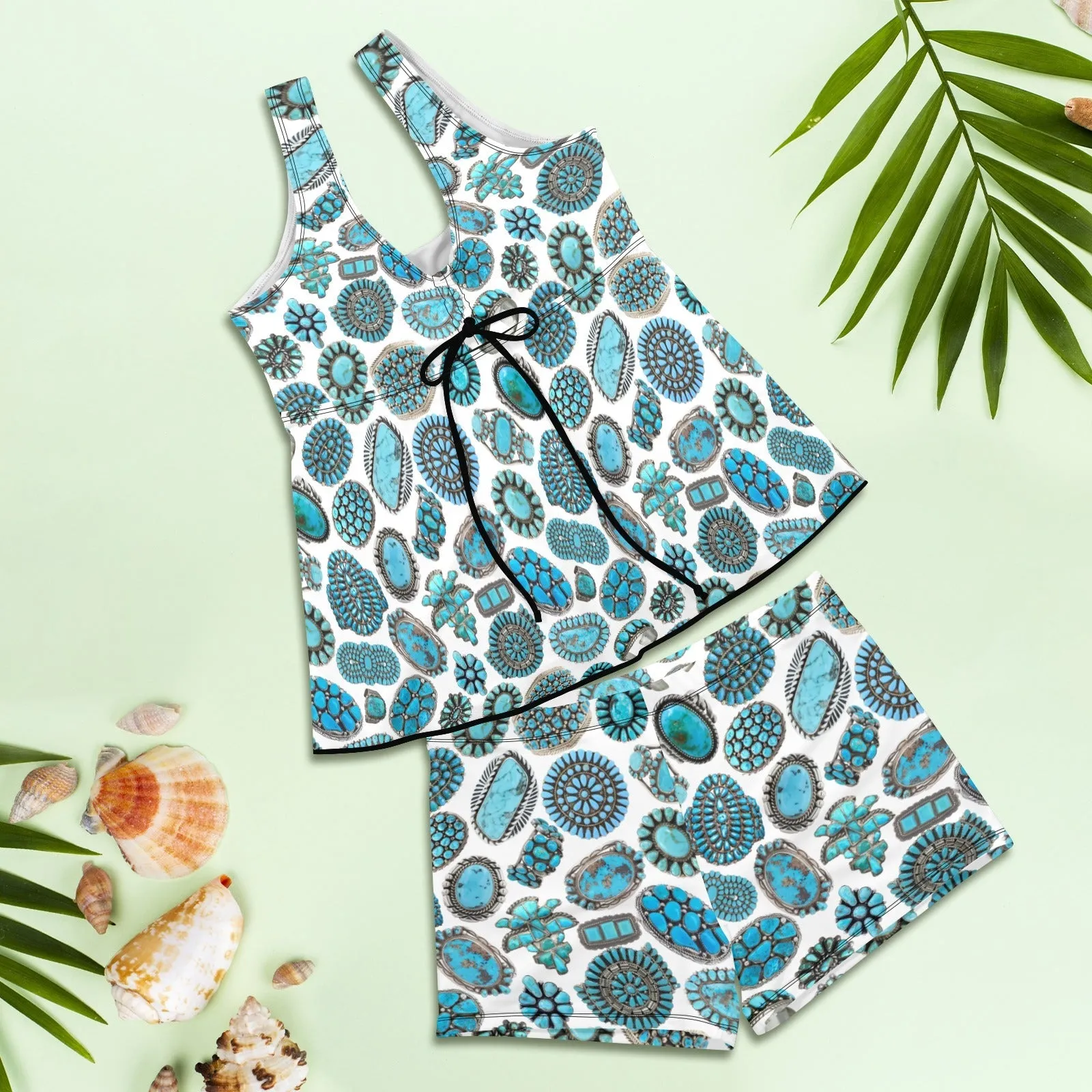 Baha Ranch Turquoise Crazy Tankini Boy Shorts Swim Set sold by Zulily product image thumbnail 4