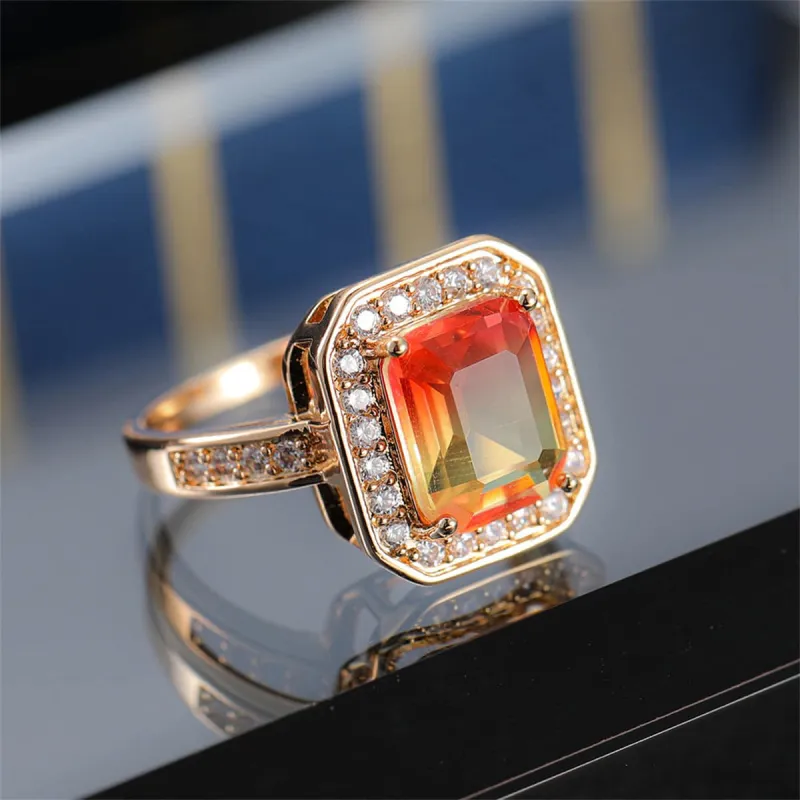 Red Yellow Crystal & Cubic Zirconia Halo Ring made by Zulily