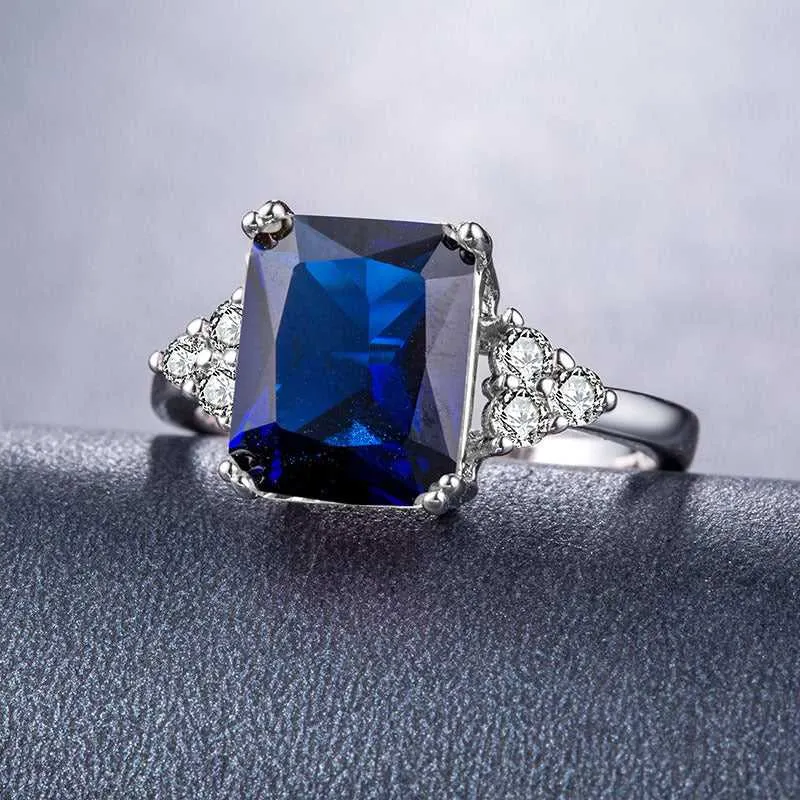 Navy Crystal & Cubic Zirconia Silvertone Princess-Cut Ring made by Zulily