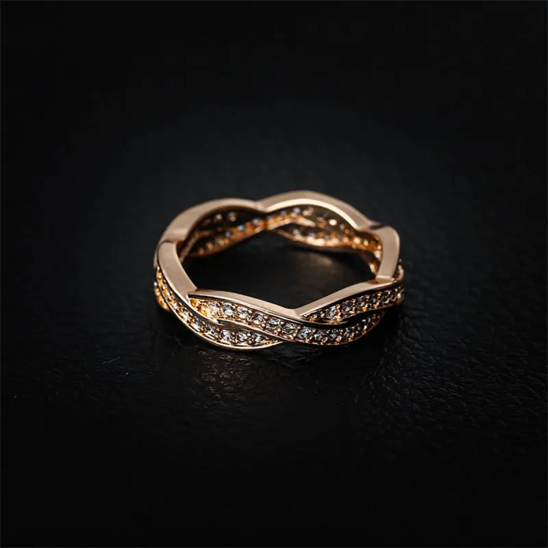 Cubic Zirconia & Rose Goldtone Crossing Line Band Ring made by Zulily