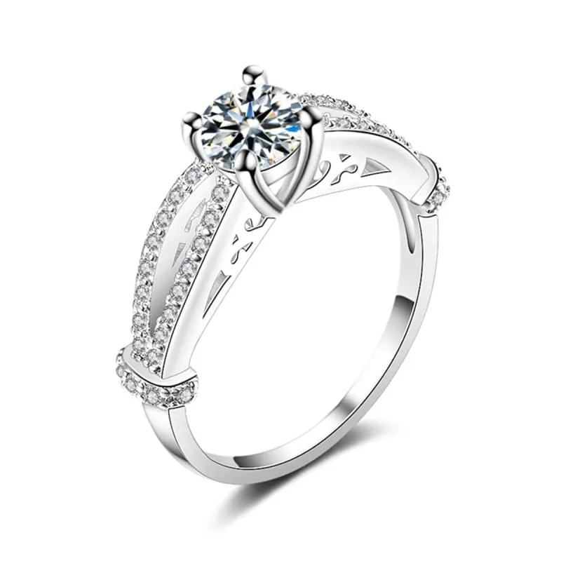 Crystal & Silvertone Filigree Ring made by Zulily
