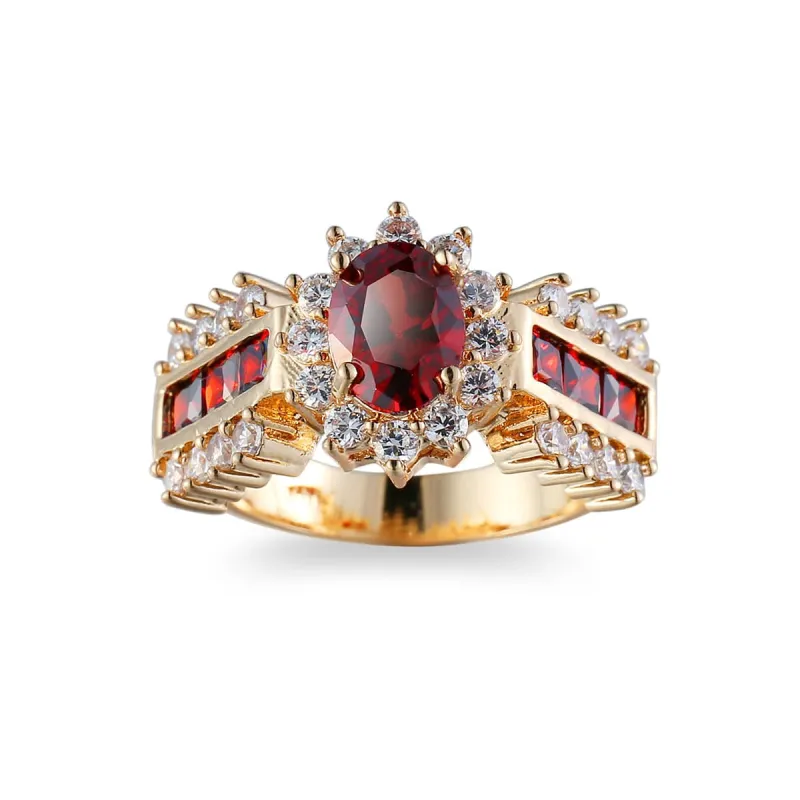 Red Crystal & Cubic Zirconia Oval-Cut Ring made by Zulily