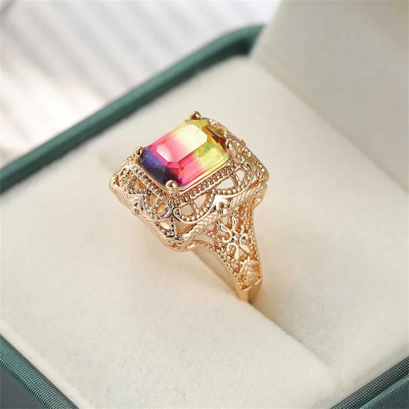 Red & Purple Crystal & Goldtone Radiant-Cut Ring made by Zulily