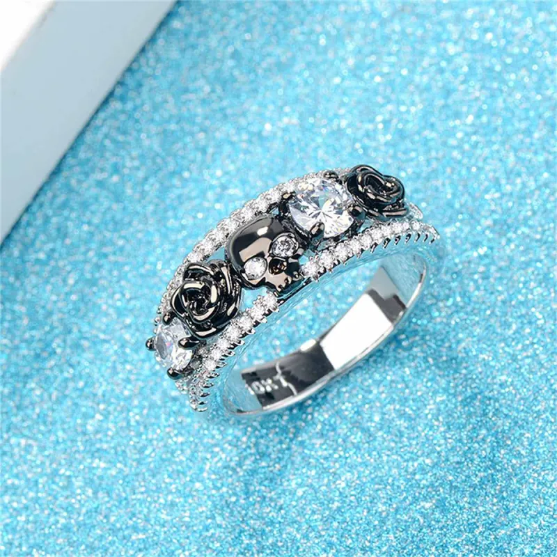 Crystal & Cubic Zirconia Two-Tone Skull Rose Ring made by Zulily