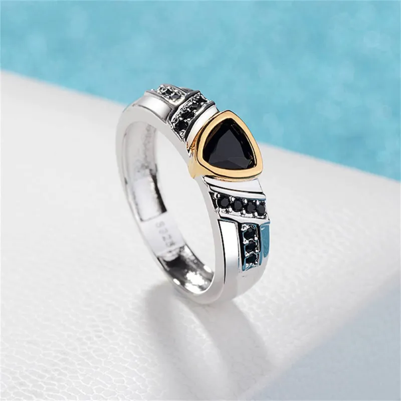 Black Crystal & Cubic Zirconia Triangle-Cut Ring made by Zulily