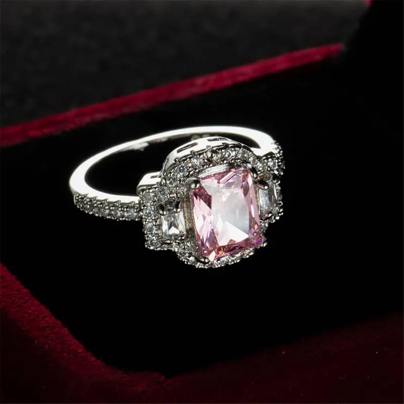 Pink Crystal & Cubic Zirconia Radiant-Cut Ring made by Zulily