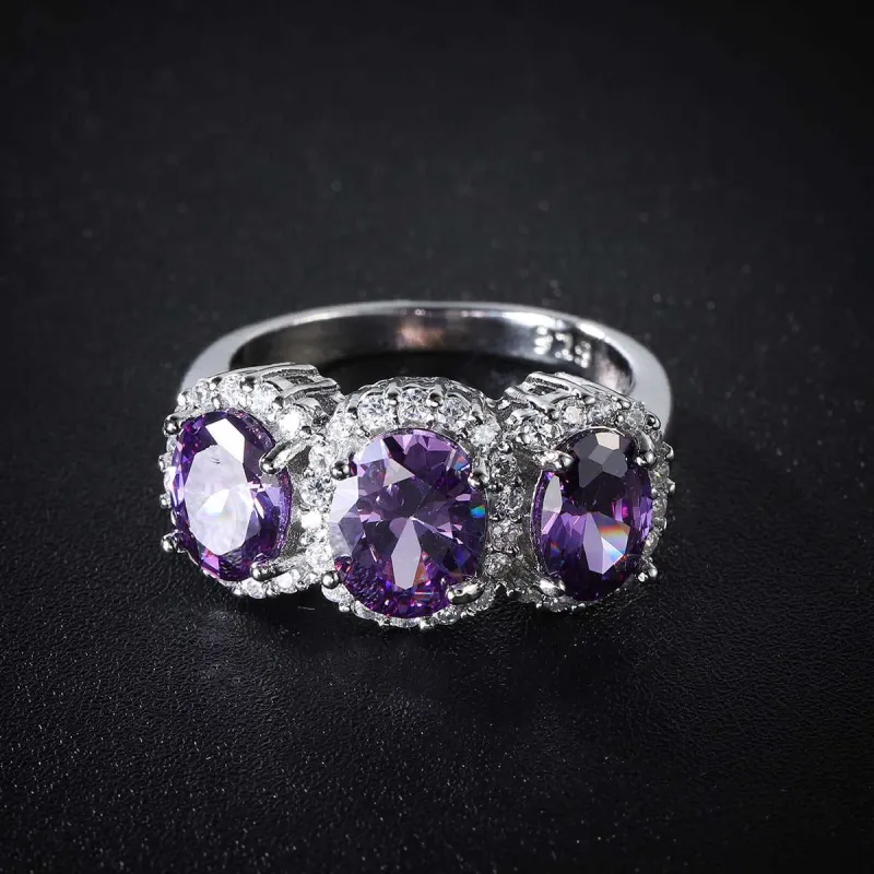 Purple Crystal & Cubic Zirconia Oval-Cut Ring made by Zulily