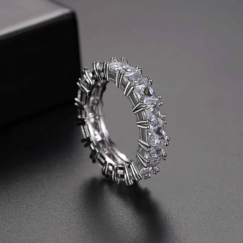 Crystal & Silvertone Princess-Cut Band Ring made by Zulily