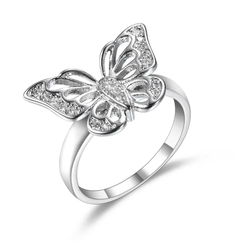 Cubic Zirconia & Silvertone Butterfly Ring made by Zulily