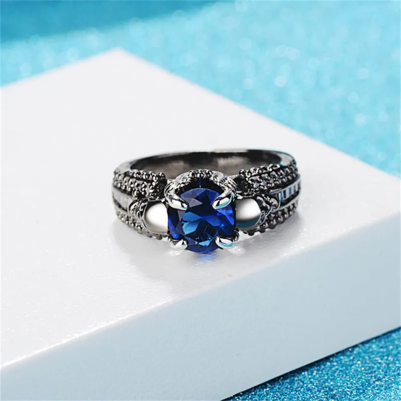 Blue Crystal & Cubic Zirconia Skull Ring made by Zulily