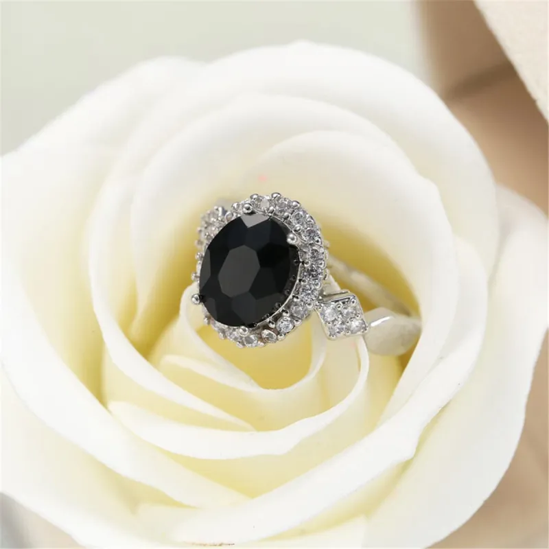 Black Crystal & Cubic Zirconia Oval-Cut Ring made by Zulily