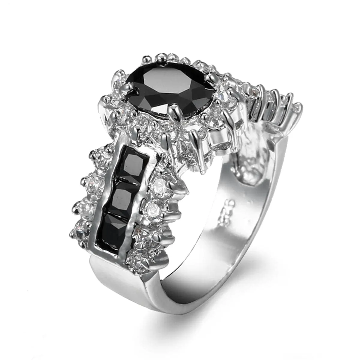 Black Crystal & Cubic Zirconia Oval-Cut Ring sold by Zulily product image thumbnail 2