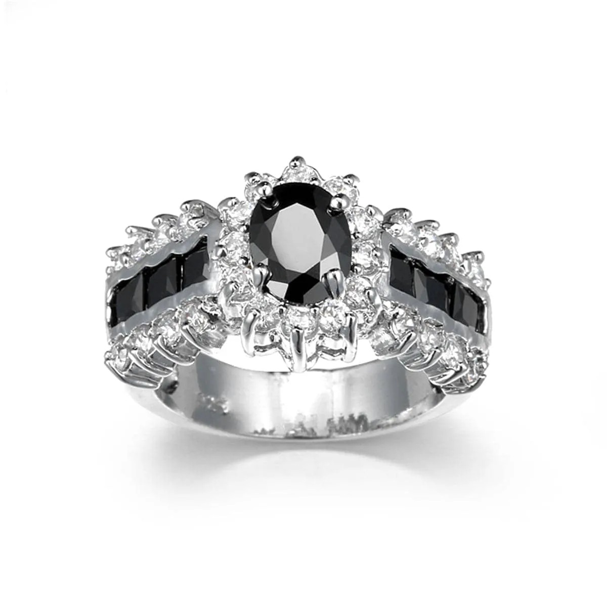 Black Crystal & Cubic Zirconia Oval-Cut Ring sold by Zulily product image thumbnail 3