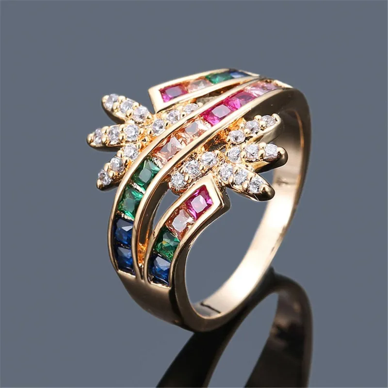 Rainbow Crystal & Cubic Zirconia Crown Ring made by Zulily