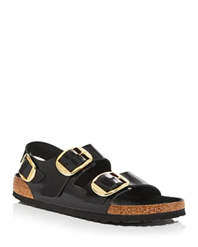 Birkenstock Milano Big Buckle Natural Leather Patent High Shine Narrow made by Birkenstock