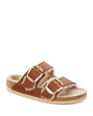 Birkenstock Arizona Big Buckle Shearling Oiled Leather Narrow sold by Zulily