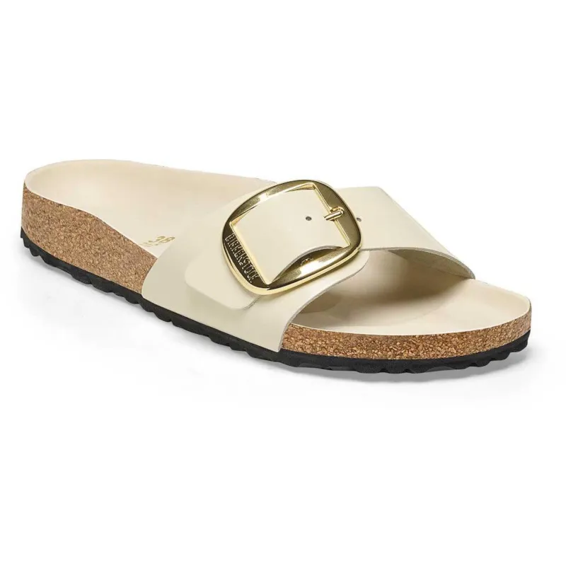 Birkenstock Madrid Big Buckle Natural Leather Patent High Shine Sandals Narrow made by Birkenstock